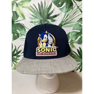 VTG Sega Sonic The Hedgehog Ring Snapback Gray Blue Hat Cap 90s